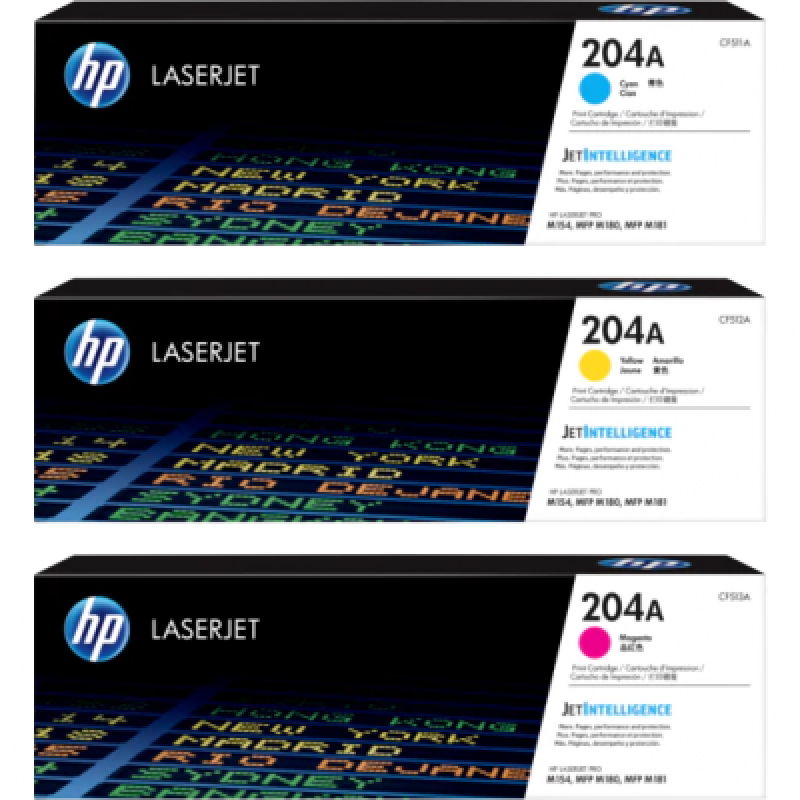 HP Toner Cartridge #204A CF511A/2A/3A (Cyan/Magenta/Yellow)