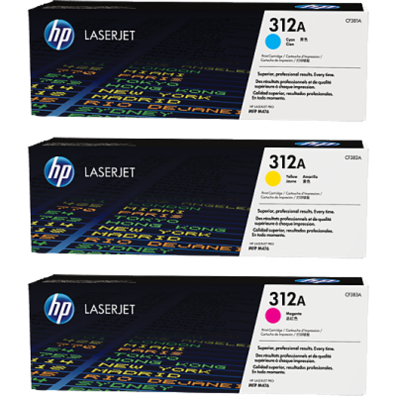 HP Toner Cartridge #312A CF381A/2A/3A (Cyan/Magenta/Yellow)